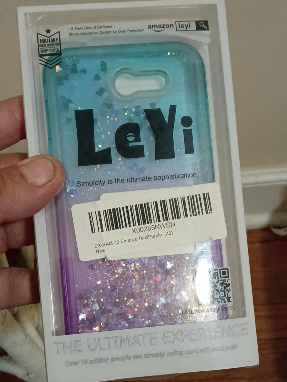 Teal and Purple Glitter Samsung J3 Case - Liquid Sparkle Protective Cover